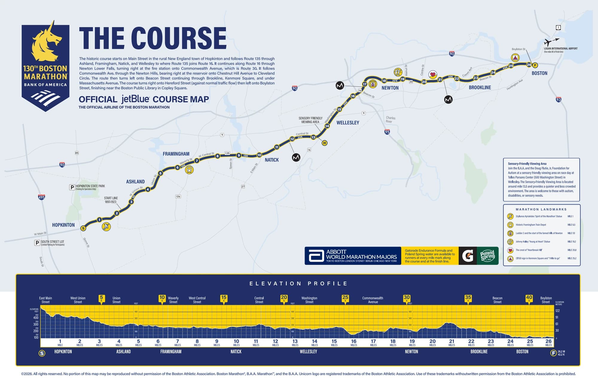 Boston Marathon route map 2026