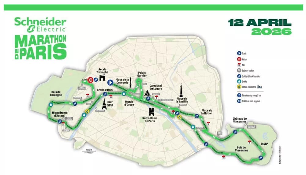 Paris Marathon route map 2026