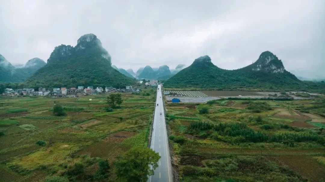 A river winding between karst peaks